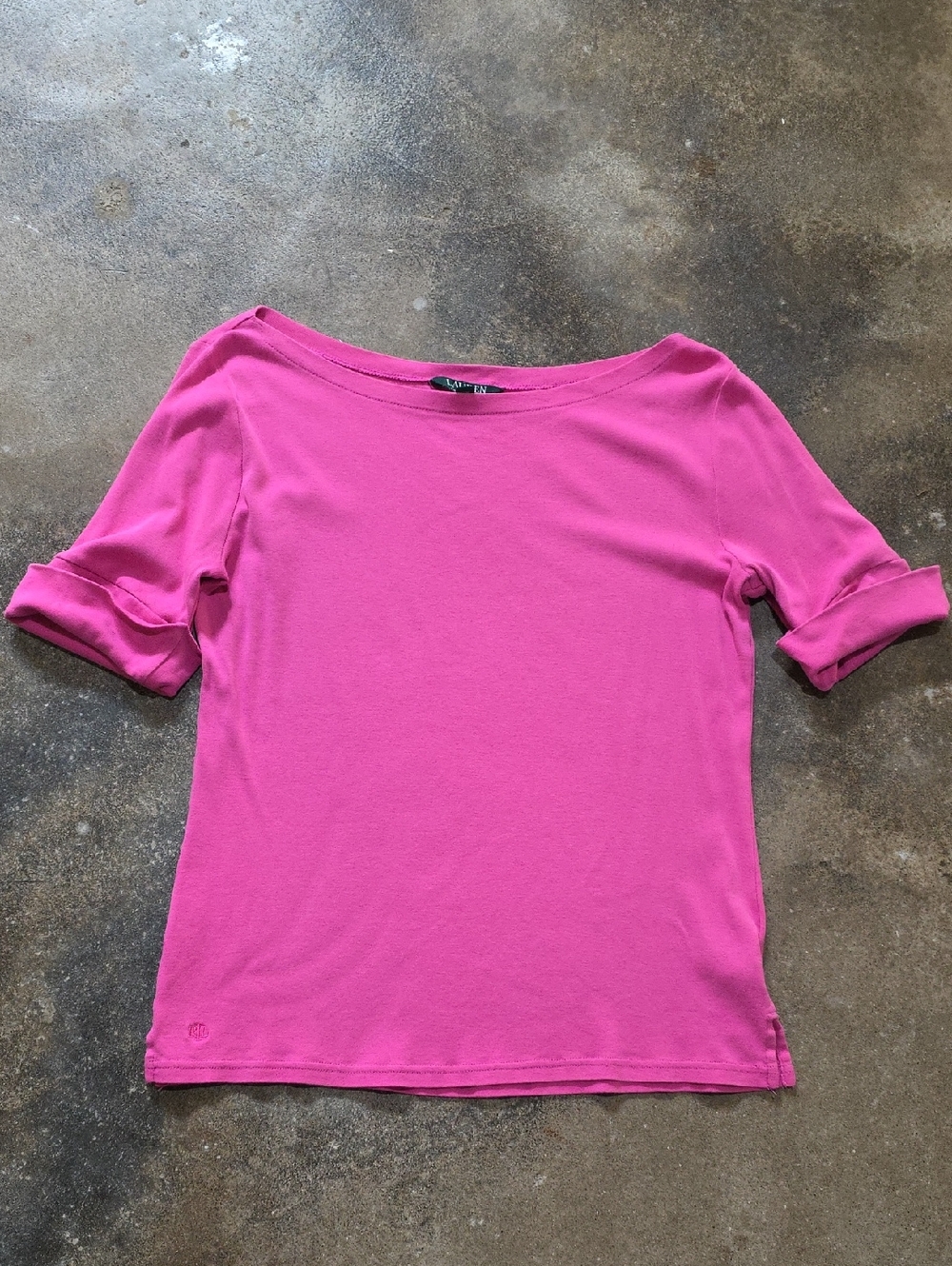 Ralph Lauren Hot Pink Boatneck Short Sleeve Top